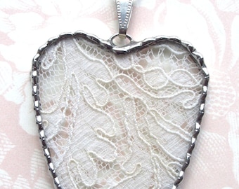 Fiona and The Fig - Antique Victorian Alencon Lace - Charm Soldered Necklace Pendant