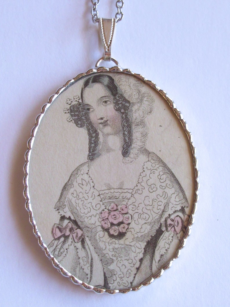 Charm Soldered Necklace Pendant Fiona and The Fig Original 1842 French Fashion Plate