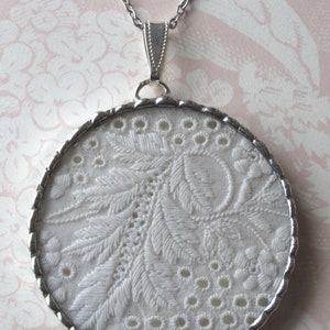 Fiona & The Fig Antique Victorian Broderie Anglaise Lace Soldered Charm Necklace Pendant-Jewelry image 1