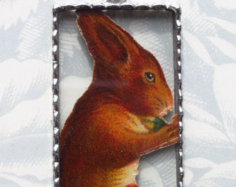 Fiona and The Fig - Antique-1920 Era Die-Cut Squirrel - Charm Soldered Necklace Pendant