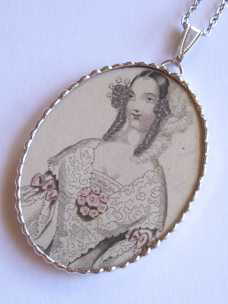 Charm Soldered Necklace Pendant Fiona and The Fig Original 1842 French Fashion Plate
