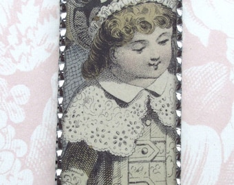 Fiona & The Fig- Godey 1986-Childs Fashion Plate - Antique Charm - Soldered Necklace Pendant -Jewelry