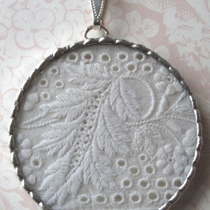 Fiona & The Fig Antique Victorian Broderie Anglaise Lace Soldered Charm Necklace Pendant-Jewelry image 2