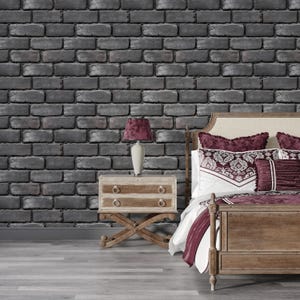 Industrial Brick Peel and Stick Wallpaper, Grey Loft Style Wall Mural, Modern Removable Exposed Brick Wall Decor for Living Room