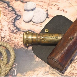 Antique Brass Vintage Kaleidoscope - Handcrafted, Intricate Patterns, Collectible Optical Treasure, Unique Gift