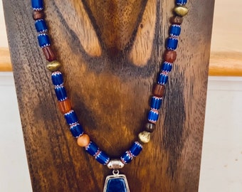 African beads with Lapis lazuli pendant