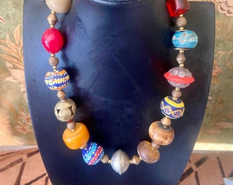 African bead collection necklace