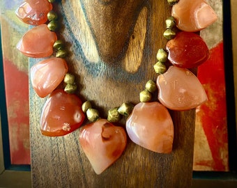 Natural carnelians African brass necklace