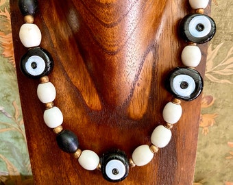 Ethnic Handmade Turkish Glass Eye beads with Antique Dutch trade beads Necklace