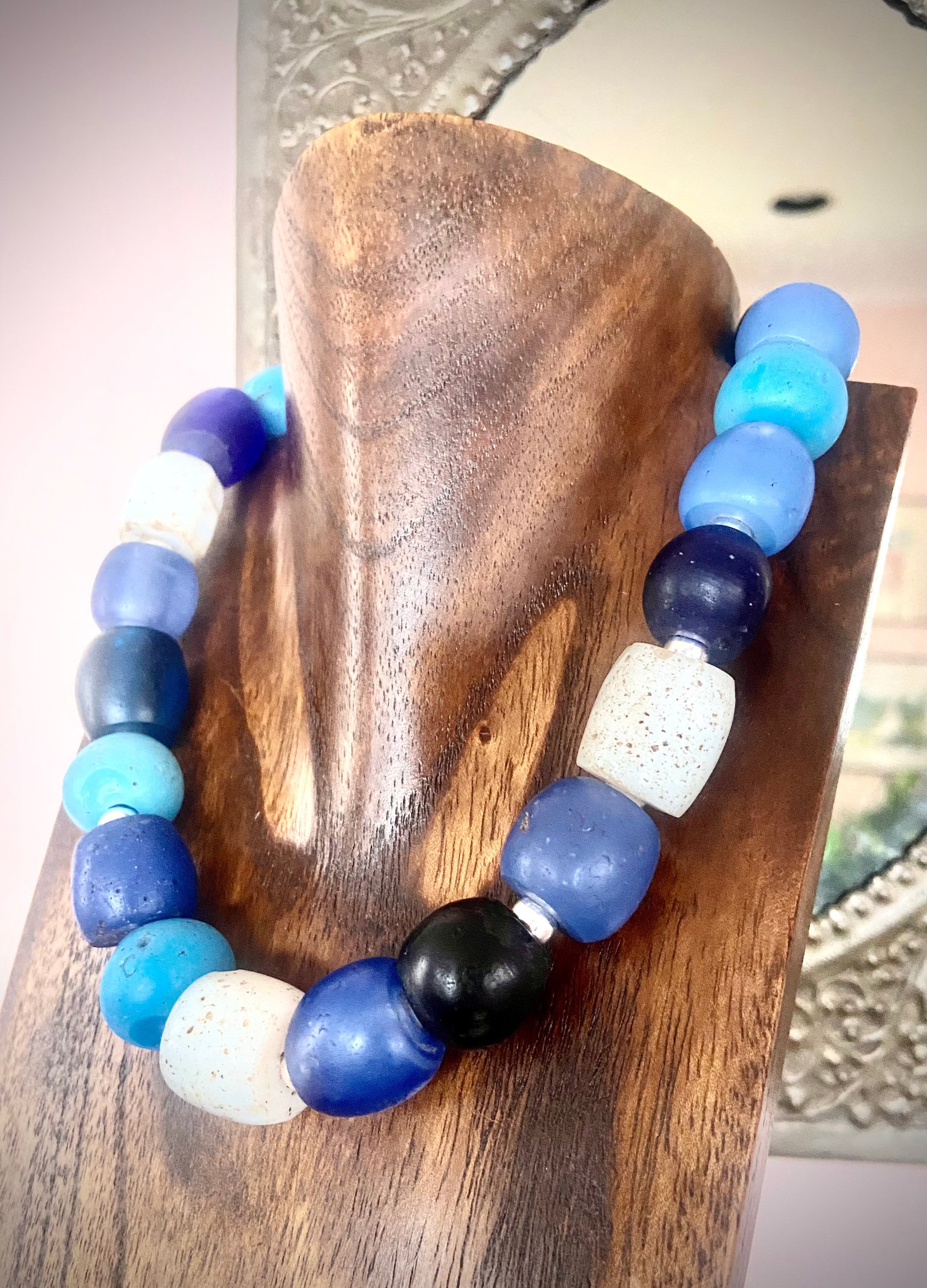 Antique Blue Dutch Dogon Bead Necklace - Etsy