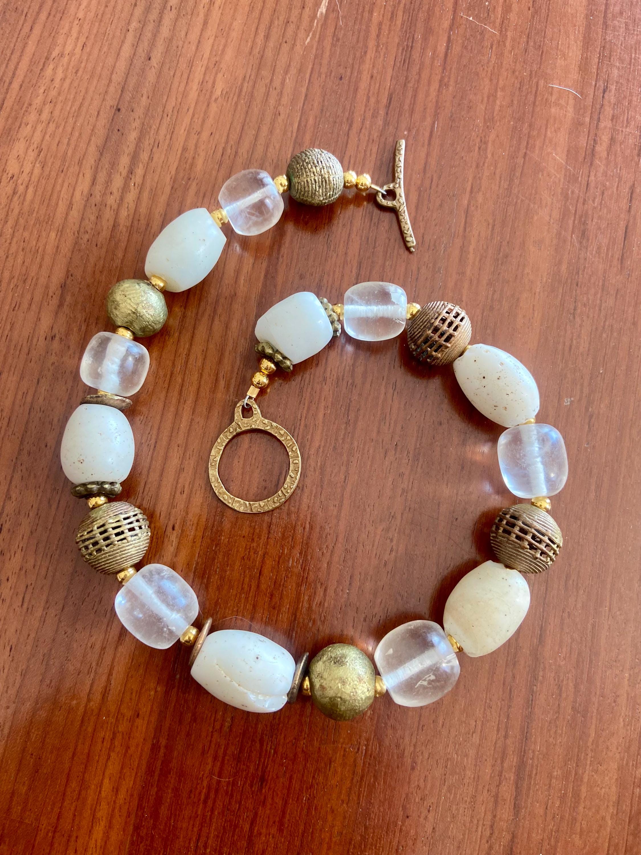 Dutch Bohemian, natural quartz and African Brass beads necklace. oh my!