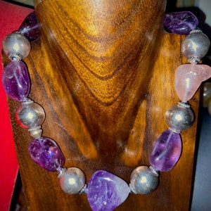 Stunning natural amethysts and sterling silver necklace image 2