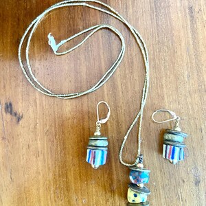African trade beads earrings and pendant set