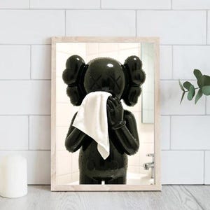 KAWS in Shower, Kaws with Towel  KAWS Poster,  Kaws Figure, Hypebeast Wall Art, Kaws Print, KAWS Wall Art Prints, Printable Kaws, Hypebeast