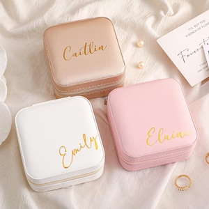 Portagioie personalizzato, regali per damigelle d'onore, portagioie con nome personalizzato, portagioie da viaggio, astuccio per gioielli da damigella d'onore, regalo per lei