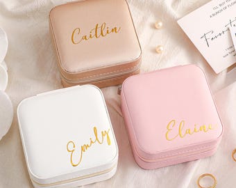Personalisierte Reise Schmuckschatulle, Benutzerdefinierte Name Box, Brautjungfer Geschenke