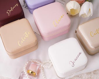 Personalized Travel Jewelry Box, Custom Name Case, Bridesmaid Gift