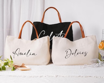 Personalized Bridesmaid Canvas Tote Bag, Bridal Party Gift