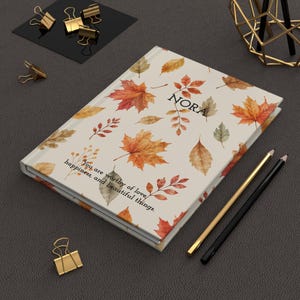 Personalized Autumn Leaves Journal | Custom Name Hardcover Notebook | Fall Aesthetic Journal | Gratitude Diary | Cozy Gift for Her