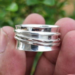 Chunky Plain Silver Spinner Silver Ring, Meditation Ring, 925 Sterling Silver, Fidget Spinner Ring, Handmade Ring, Anti - Stress Relief Ring