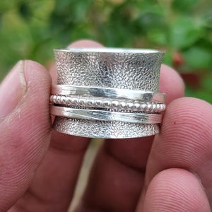 Fidget Spinner Ring, 925 Sterling Silver Ring, Gift for Her, Statement Ring, Meditation Ring, Anxiety Ring, Birthday Gift Ring, Silver Ring