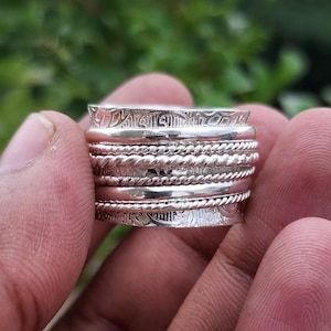 Meditation Spinner Ring, 925 Sterling Silver Ring, Fidget Ring, Twisted Tone Spinning Ring, Bright Silver Spinner Ring, Stress Relief Ring
