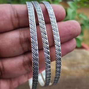 Set of 3 Bangles, 925 Sterling Silver Bangles, Handmade Silver Bangles, Stacking Bangles, Gift for Her, Boho Bangles, Bangle for Women