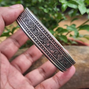 925 Sterling Silver Floral Bangle Cuff | Handmade Oxidized Bracelet | Boho Tribal Silver Jewelry | Gift for Her | Ethnic Silver Bangle