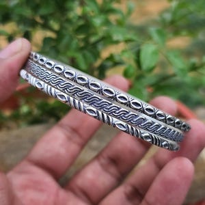 Set of 3 Bangles, 925 Sterling Silver Bangles, Handmade Silver Bangles, Stacking Bangles, Gift for Her, Boho Bangles, Bangle for Women
