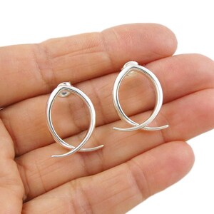 Sterling Silver Twist Stud Earrings, Minimalist Knot Earrings, Modern Loop Studs, Sculptural Silver Earrings, Everyday Elegant Jewelry Gift