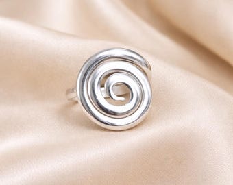 Sterling Silver Spiral Ring – Handmade Boho Swirl Stacking Jewelry