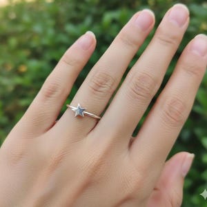 Sterling Silver Star Ring, Dainty Celestial Stacking Ring, Minimalist Jewelry