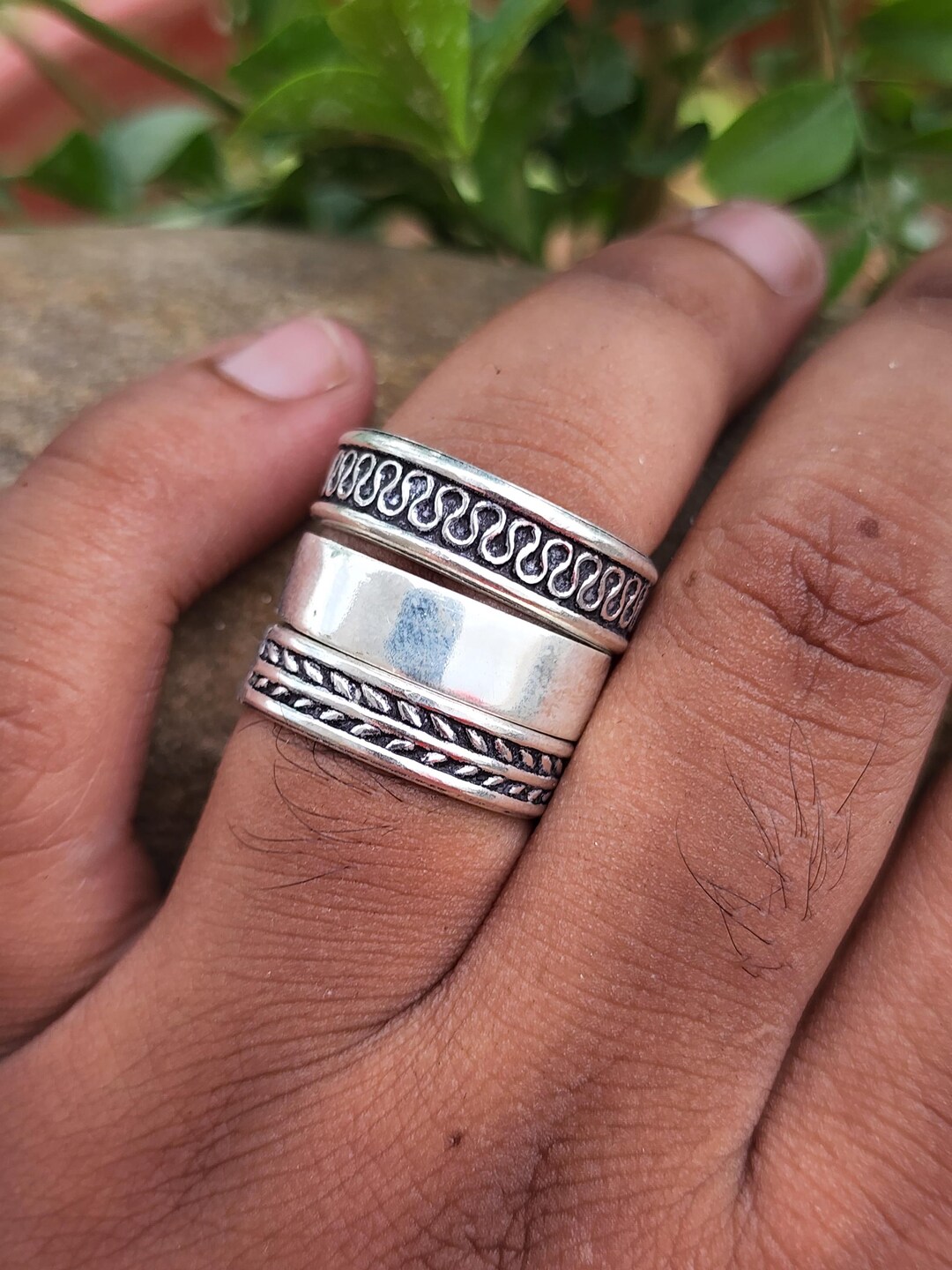 Set of 3 925 Sterling Silver Stacking Rings – Handmade Minimalist Band ...