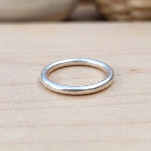 Sterling Silver Dainty Band Ring, Polished Minimalist Stacking Ring