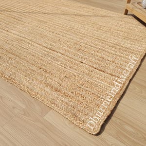 Alfombra de yute tejida a mano, estilo boho, fibra natural, ideal para sala de estar, pasillo o cocina.