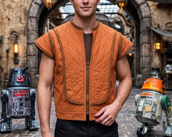 Gilet de contrebandier inspiré de Star Wars, gilet orange de style rebelle, haut de costume de science-fiction, GN et vêtements de convention