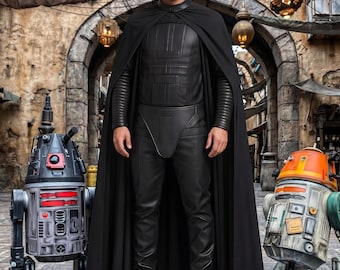 Costume d'armure de chevalier noir seigneur des ténèbres avec cape, ensemble d'armures de cosplay de méchant, déguisement d'Halloween et de Comic Con
