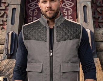 Gilet de contrebandier de science-fiction, gilet de costume matelassé de pilote de l'espace, tenue de cosplay tactique en cuir et coton, vêtements d'aventure