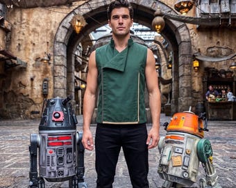 Gilet tactique cosplay science-fiction, costume d'armure de contrebandier spatial, tenue utilitaire futuriste, équipement prêt à l'emploi pour la convention fait main