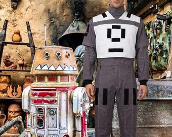 Din Djarin Mandalorian Cosplay Costume | Grey Flight Suit 3 Piece Set | Custom Mando Outfit With White Vest