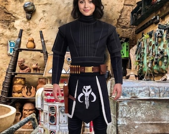Tenue noire inspirée de Boba Fett, Costume de cosplay mandalorien avec ensemble d'étuis de ceinture, Costume de fan