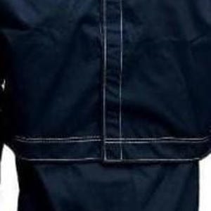 May include: A dark navy blue shirt featuring a vertical centre seam and a horizontal seam across the midsection, both accented with prominent white topstitching. The garment has a structured appearance with clean lines and a solid dark colour palette.