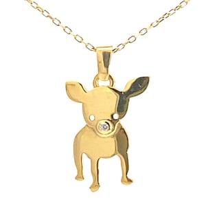 Handmade Solid Gold Chihuahua Pendant Necklace: Personalized Dog Memorial