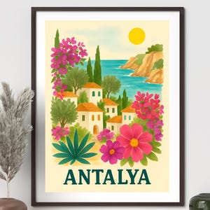 Antalya | Turkey Print | Türkiye | Holiday Print | Travel Illustration | Travel Wall Print | Wall Arts Travel | Travel Print | Turkish Decor