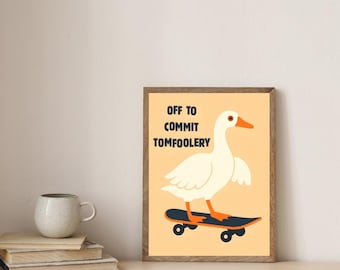 Estampado de ganso / Listo para hacer travesuras / Estampado de meme divertido / Pósteres de animales graciosos / Pósteres con citas artísticas / IMPRESIÓN DIGITAL DESCARGABLE