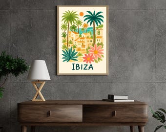 Ibiza Travel Print | Spain Print | Ibiza Prints | Palm Tree Art | Europe Travels Art | Vacation Travels Print | Travels Art | DIGITAL PRINT