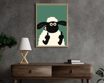 Dedo medio / Estampado de oveja / Decoración con el dedo medio / Arte mural divertido / Estampado de oveja gracioso / Estampados groseros / IMPRESIÓN DIGITAL DESCARGABLE