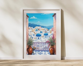 Prenten van Santorini, Griekenland | Eilandkunst | Griekse kunst | Mediterrane kunst | Griekenland cadeau | Griekse print | Muurafdruk Griekenland | DIGITALE KUNST BESCHIKBAAR
