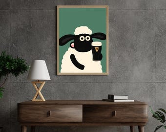 Láminas de ovejas / Láminas de alcohol / Láminas de cerveza / Láminas de Guinness / Póster de animales divertidos / Decoración para pubs / Decoración para carritos de bar / DESCARGA DIGITAL DISPONIBLE