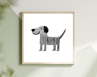 Hondenlijnschildering | Poster kinderkamerdecoratie | Kwekerij printkunst | Wanddecoratie kinderkamerafdrukken | Kinderkamer inrichten | DIGITALE PRINT